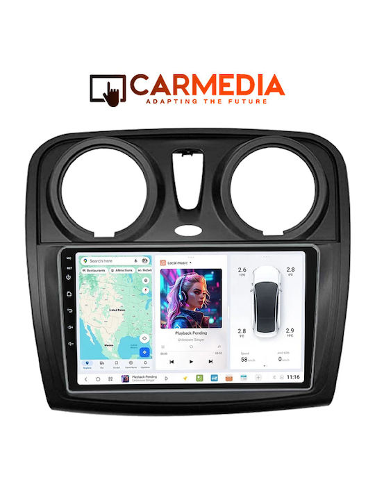 Carmedia Car Audio System for Dacia Dokker 2012 (Bluetooth/USB/WiFi/GPS/Apple-Carplay/Android-Auto) with Touch Screen 9"