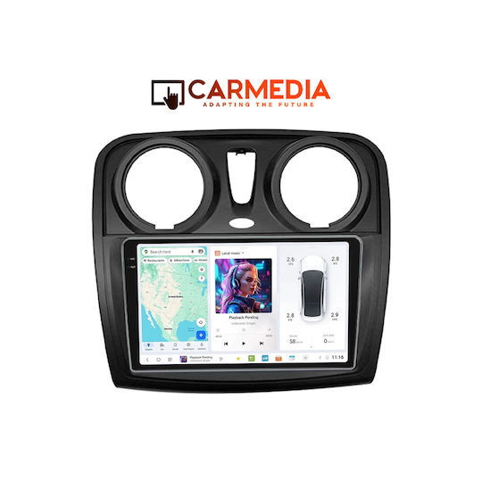Carmedia Car Audio System for Dacia Dokker 2012 (Bluetooth/USB/AUX/WiFi/GPS/Apple-Carplay/Android-Auto) with Touch Screen 9.5"