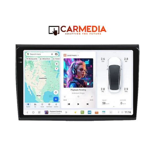 Carmedia Car Audio System for Fiat Bravo 2007+ (Bluetooth/USB/AUX/WiFi/GPS/Apple-Carplay/Android-Auto) with Touch Screen 9.5"