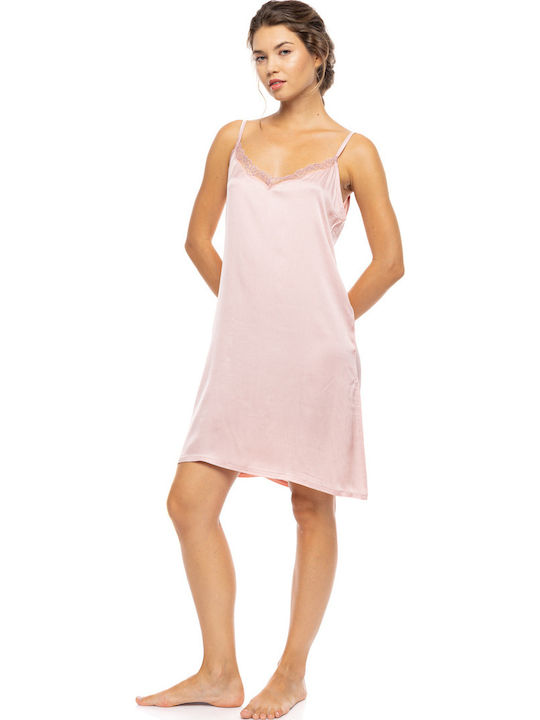 Pink Label Sommerliches Damen-Nachthemd Peach Pink