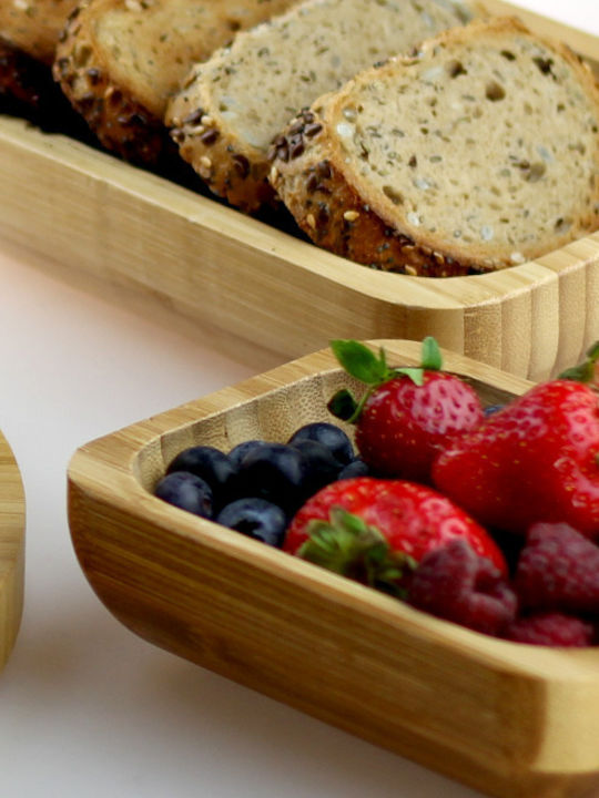 Raki Bamboo Serving Platter Made of Brown Porcelain 18x13cm