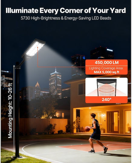 Vevor Set of 2 Solar Road Lights 8W 450lm with Motion Sensor Photocell and Remote Control IP67