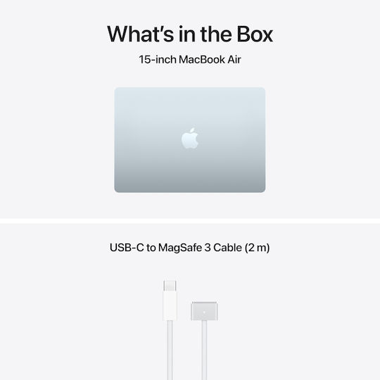 Apple MacBook Air 15.3 Zoll IPS Retina Display (M5-10-Kern/16GB/512GB SSD/10-Kern-GPU) Himmelblau (Griechische Tastatursprache)