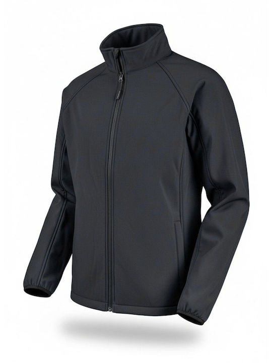 Active Gear Work Jackets Reflective Heated Softshell for Winter with Fleece Lining Black