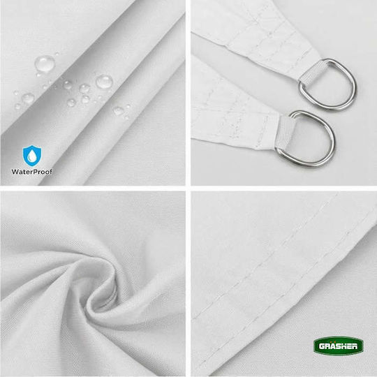 Grasher Square Shade Sail White With Hoops & With PU Coating 3x3m 180gr/m²