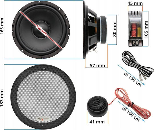 Excalibur XC173 Σετ Ηχεία Αυτοκινήτου Διαιρούμενα 6.5" με 60W RMS (2 Δρόμων)