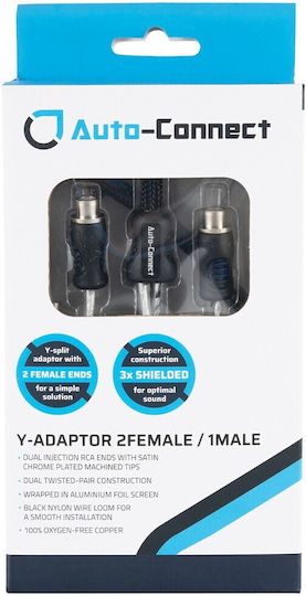 Cablu RCA împletit de înaltă calitate 0.3m Y-adaptor 2 masculin 1 feminin Auto-conectare 720rcayl3f Pereche