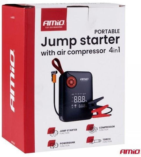AMiO Portable Car Battery Starter 7200mAh with Pump Flashlight USB Power Bank 12V
