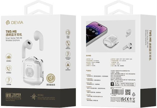 Devia Smart Series TWS-M6 In-ear Bluetooth Handsfree Earphones with Charging Case White
