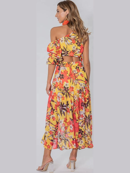 Set With Yellow Print Skirt