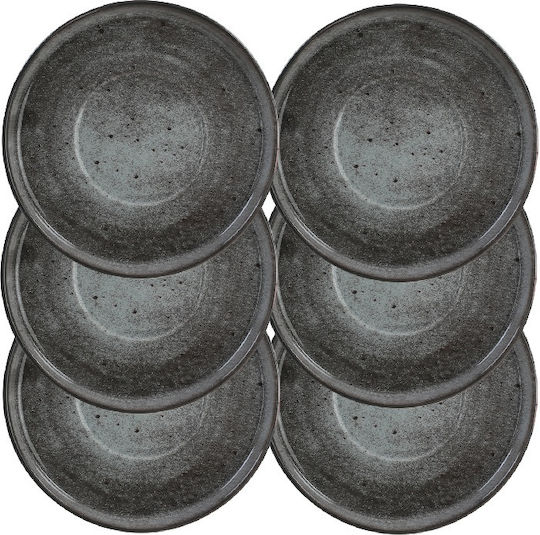 Raki Rund Keramik Servierplatte Grau mit Durchmesser 14cm