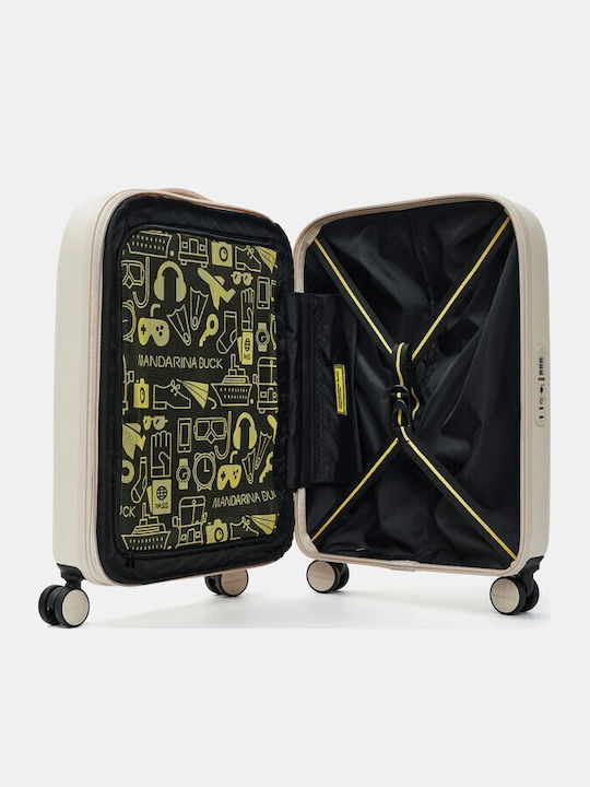 Mandarina Duck Travel Suitcase Cabin Hard White Mocha with 4 Wheels Height 55cm