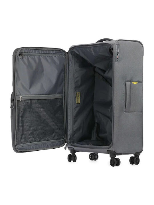 Mandarina Duck Zephyr Голям Куфар За Пътуване Текстилен Графит С 4 Колела Височина 78 См
