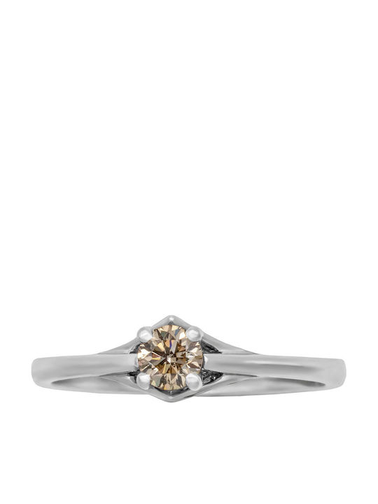 Savvas Design Einzelner Steinring aus Weißgold 18K