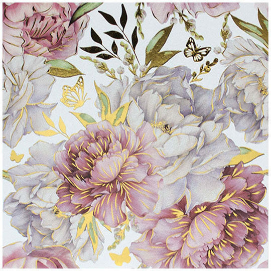 Greeting Card Gold Flower Embossed Gold Printing Pink Carnations
