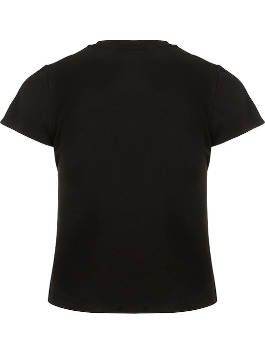 Women's Cotton Short Sleeve Black Blouse