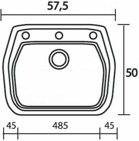 Sanitec 313 Classic Ένθετος από Συνθετικό Γρανίτη Μ58xΠ50cm Καφέ