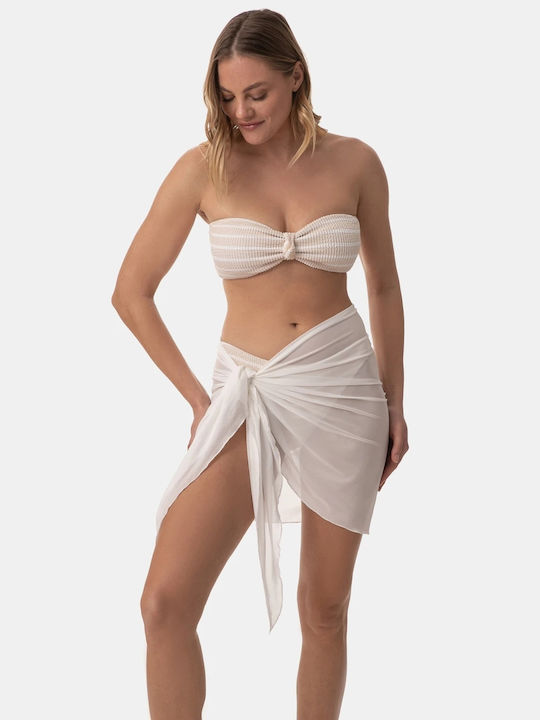Short Elastic Net Pareo Size One Size White