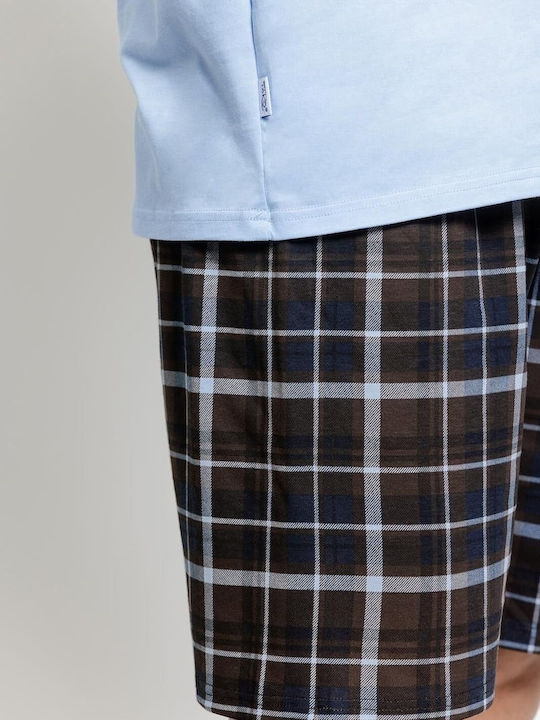 Taro Sommer Herrenpyjama Blau