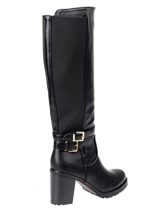 Women's Boots with High Heel & Elastic Black