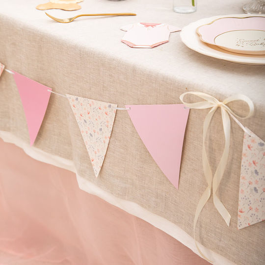 Pink Grey Flowered Flags