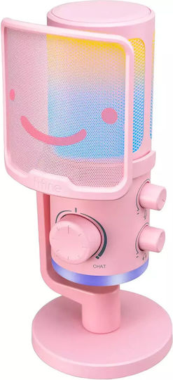 Fifine AmpliGame AM6P USB Microphone for Studio in Pink Color