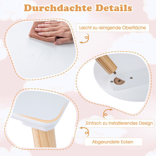 Kids Table Set with Chairs for Painting Made of White Wood Costway
