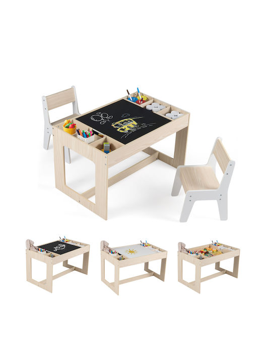 Kids Table Set with Chairs for Painting White Costway