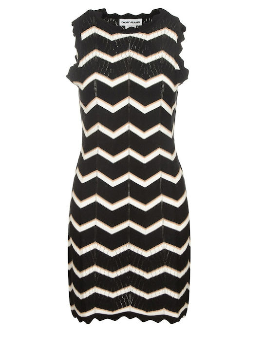 Summer Mini Knitted Dress Blk/Ivo/Teak