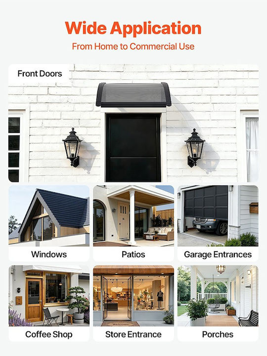 Vevor Polycarbonate Door / Window Canopy Roof P24xW24cm