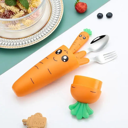 Pandaboo Set Baby Cutlery Plastic in Case Orange 3pcs
