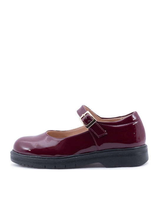 Kids Ballerinas with Adjustable Metal Clasp Burgundy