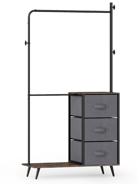 Costway Кръгла Закачалка За Дрехи От Метал Кафява 175x95x175cm