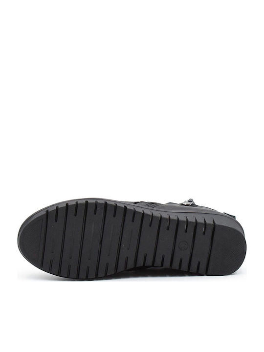 Leather Women's Ankle Boots with Platform Black