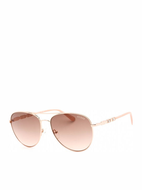 Guess Women's Sunglasses with Rose Gold Metal Frame and Pink Gradient Lens GF6143 28F