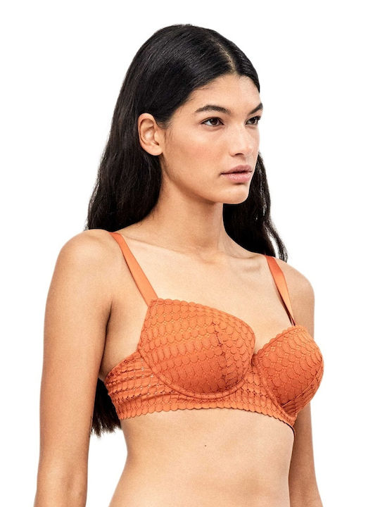Balconette Orange Bra with Light Padding & Underwire