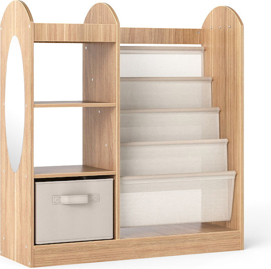 Costway Kids Multi Hook Wall Hanger with Hook Wooden with Shelf 90x87.5x30cm
