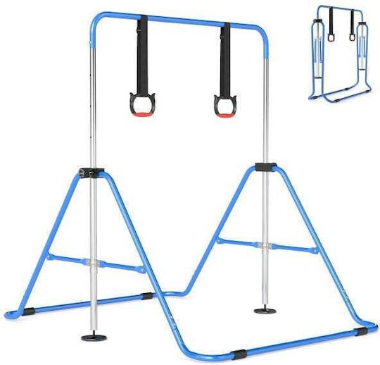 Costway Kids Expandable 4-Position Pull-Up Bar Height Adjustable Sturdy Metal Frame Blue 132 X 144.5 X 111.5 Cm Sp38687ny