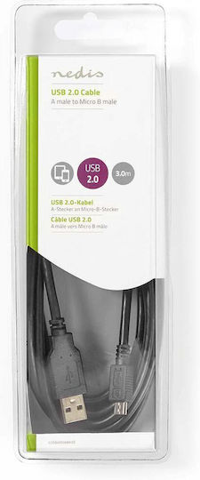 Nedis Reguläres USB 2.0 zu micro USB Kabel Schwarz 3m CCGB60500BK30 1 Stück