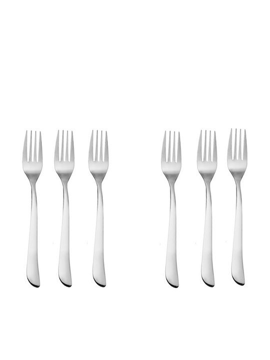 Raki Set Furculițe Alimente Inox Argintii 6 Bucăți