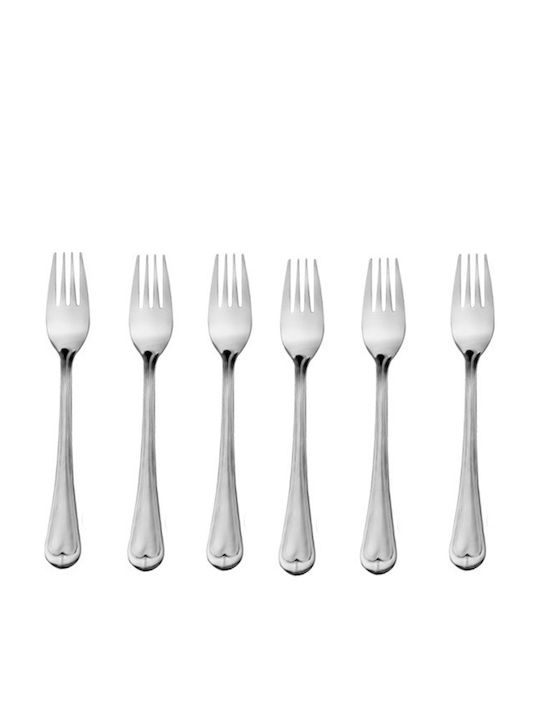 Raki Set Of Fruit Dessert Forks Stainless Silver 6 Pieces