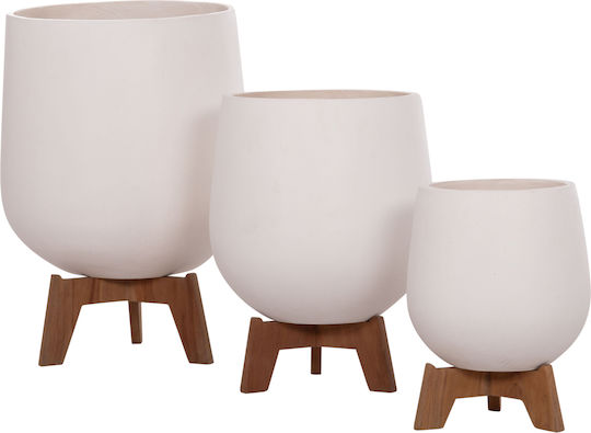 HomeMarkt Σετ 3 Γλάστρες Ξύλινες Λευκό 41.5x63εκ.