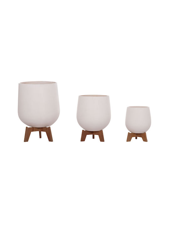 HomeMarkt Set 3 Pots Wooden White