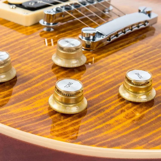 Vintage Set Electric Guitar for Left-Handers Single Cut Amber