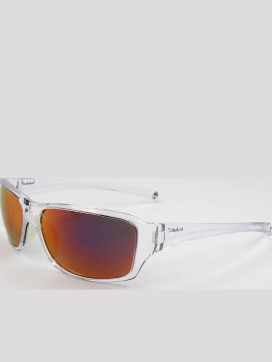 Timberland Unisex Sunglasses with Transparent Plastic Frame and Multicolour Mirror Lens TB9332 26D