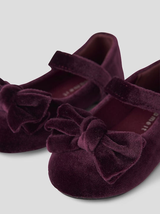 Kids Ballerinas with Hoop & Loop Closure Burgundy