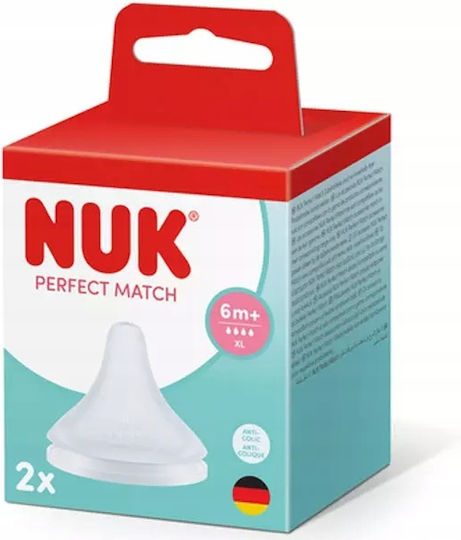 Nuk Perfect Match Silicone Bottle Teats High Flow For 6+ Months 2 Pieces