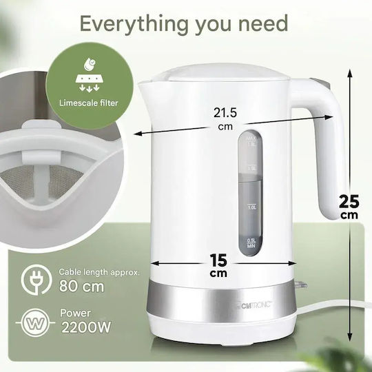 Clatronic Βραστήρας 1.8lt 2200W Λευκός