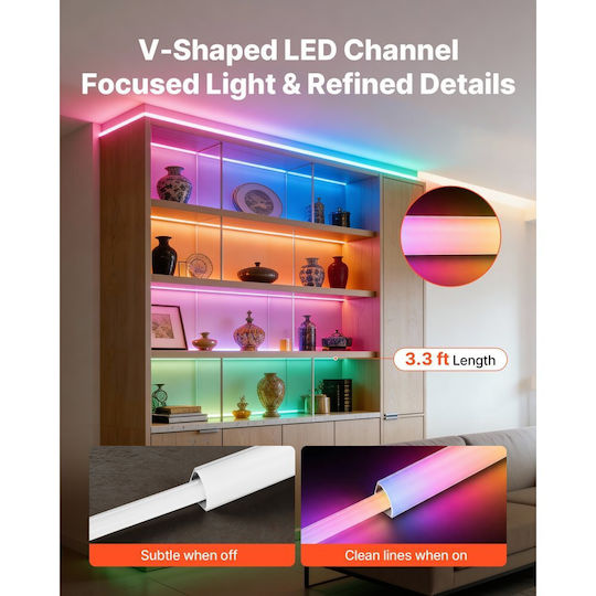 Vevor Set 20 Pieces LED Strip Aluminum Profile with Opal Cover 100.584cm