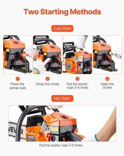 Vevor Gasoline Chainsaw 8.2kg with Blade 50.8cm and Easy Start